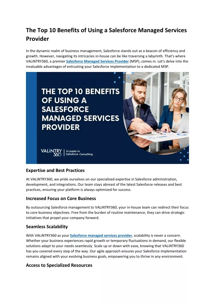 the top 10 benefits of using a salesforce managed