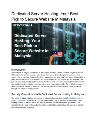 dedicated server hosting your best pick to secure