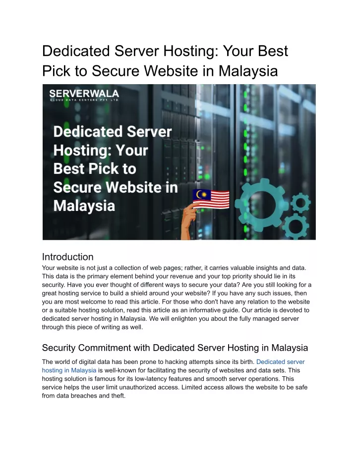 dedicated server hosting your best pick to secure