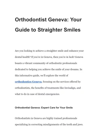 Orthodontist Geneva_ Your Guide to Straighter Smiles