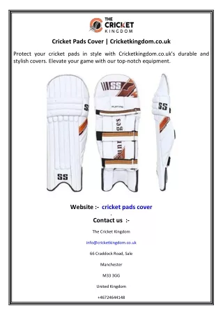 Cricket Pads Cover  Cricketkingdom.co.uk