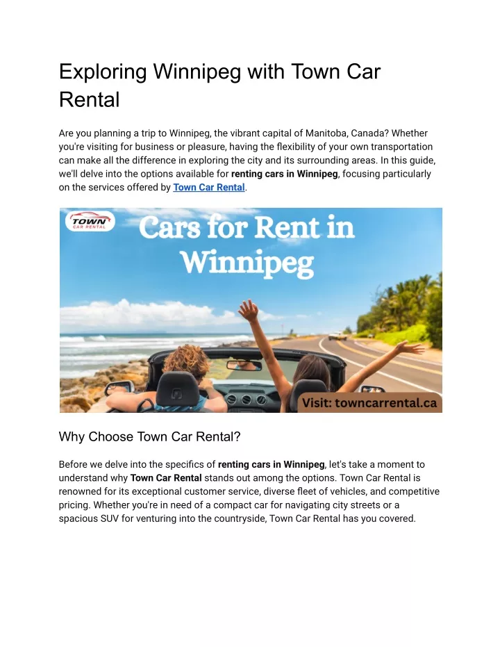 exploring winnipeg with town car rental