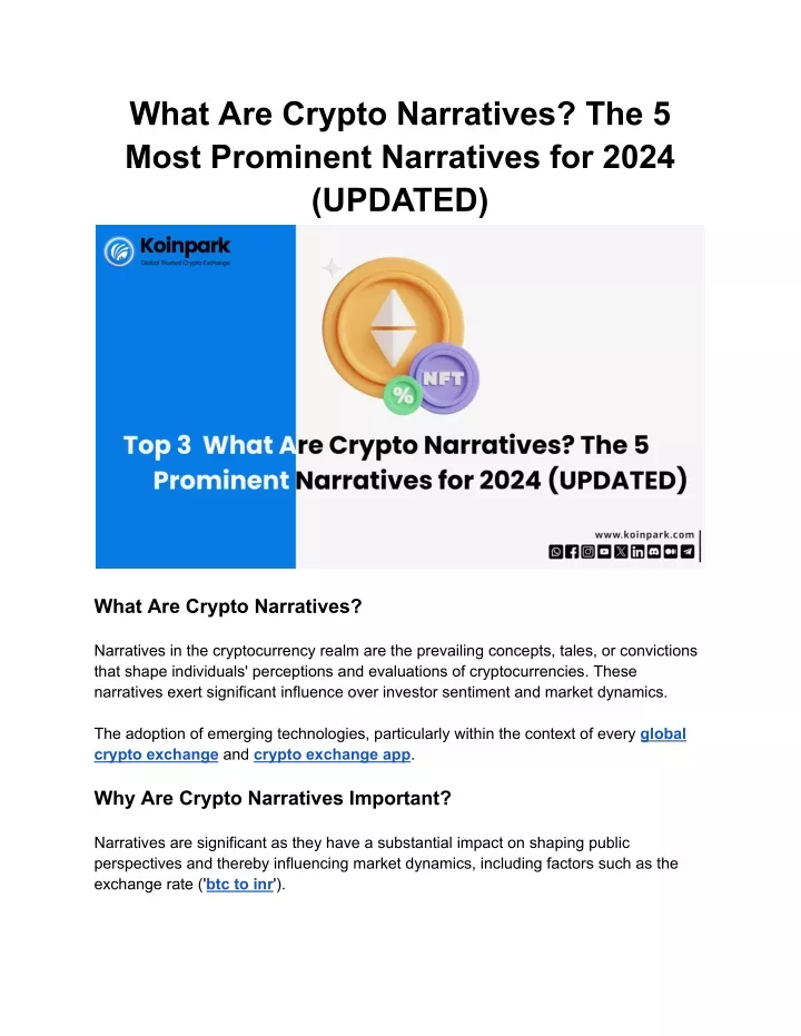 what are crypto narratives the 5 most prominent