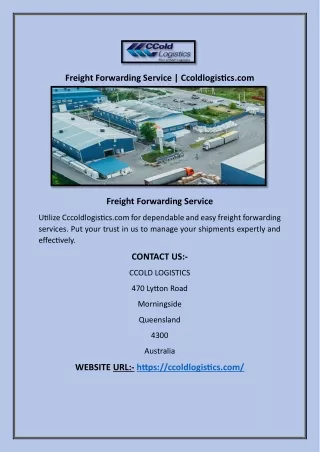 Freight Forwarding Service | Ccoldlogistics.com