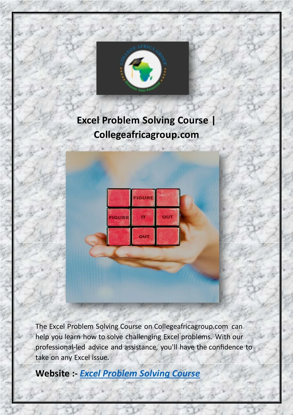 PPT - Excel Problem Solving Course | Collegeafricagroup.com PowerPoint ...