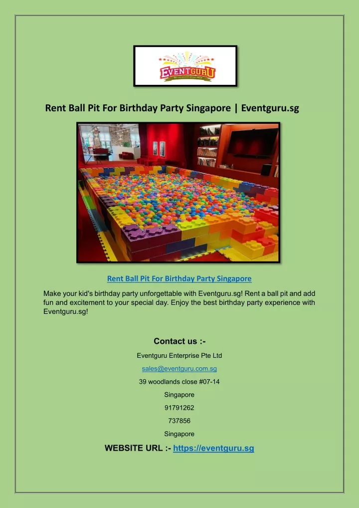 rent ball pit for birthday party singapore