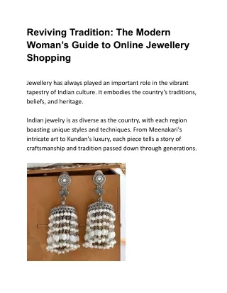 Reviving Tradition_ The Modern Woman’s Guide to Online Jewellery Shopping