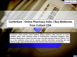 ConferKare Online Pharmacy India Buy Medicines from Cuttack CDA