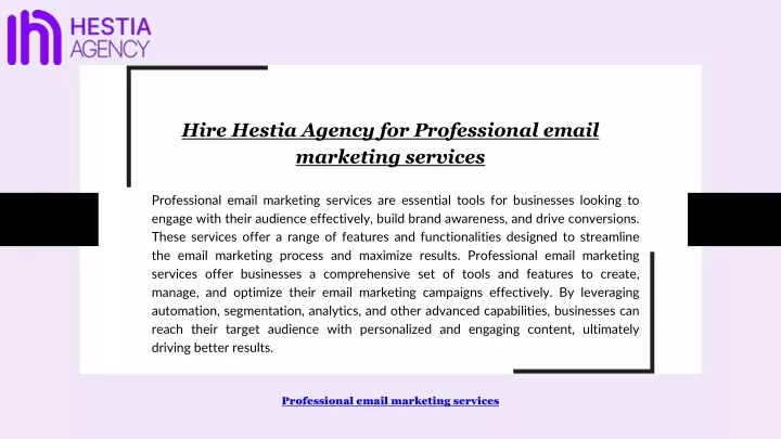 hire hestia agency for professional email