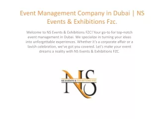 Event Management Company in Dubai | NS Events & Exhibitions Fzc.