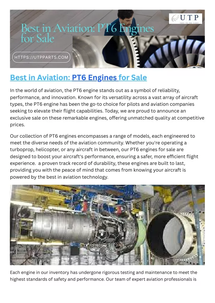 best in aviation pt6 engines for sale