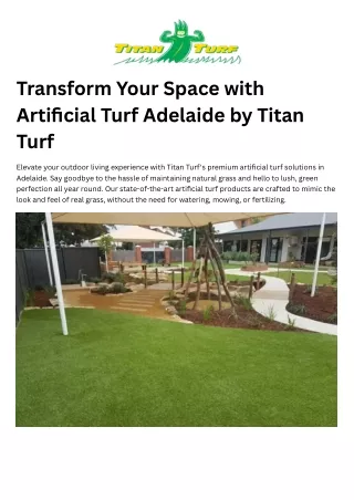 Transform Your Space with Artificial Turf Adelaide by Titan Turf