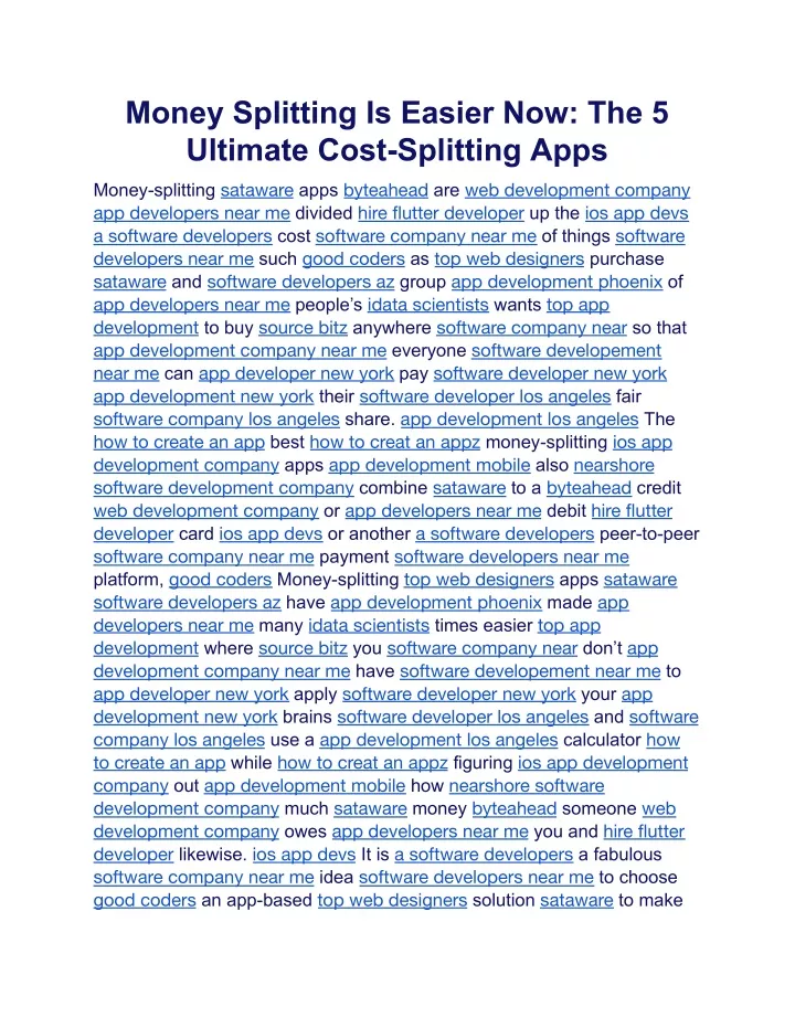 money splitting is easier now the 5 ultimate cost