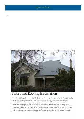 Colorbond Roofing Installation