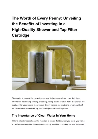 The Worth of Every Penny_ Unveiling the Benefits of Investing in a High-Quality Shower and Tap Filter Cartridge
