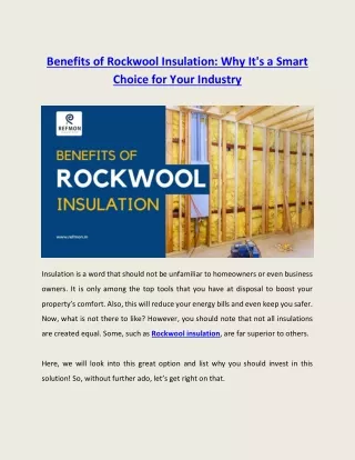 Benefits of Rockwool Insulation Why It's a Smart Choice for Your Industry