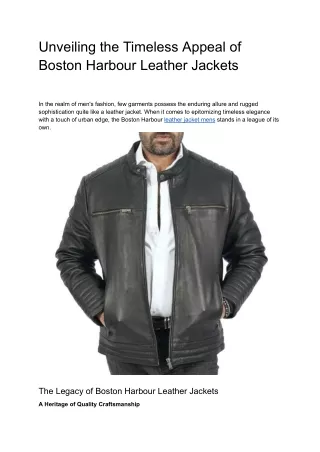 Unveiling the Timeless Appeal of Boston Harbour Leather Jackets