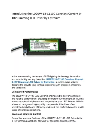 Constant Current Dimmable LED Driver