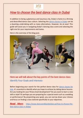 How to choose the best dance class in Dubai