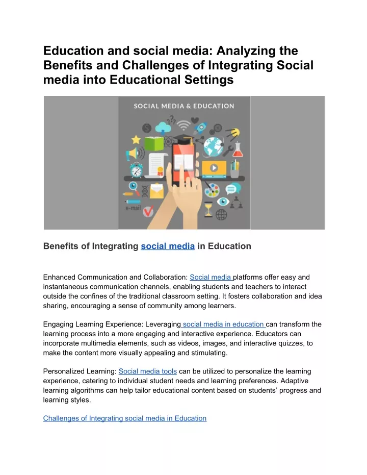 education and social media analyzing the benefits