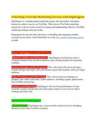 YouTube Marketing with Digisuggest (PDF)