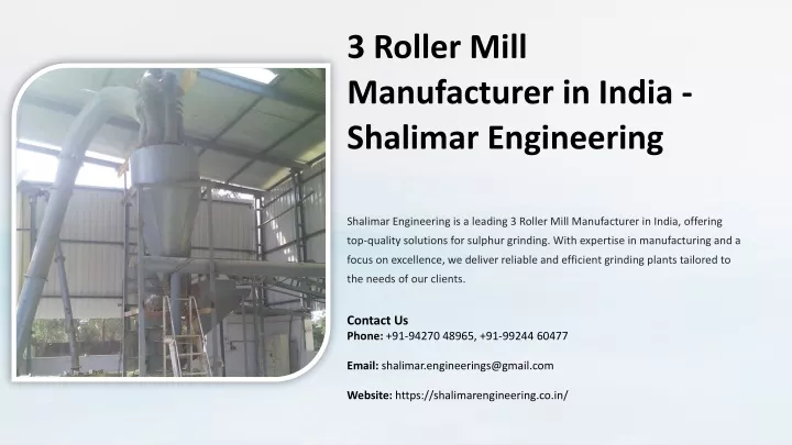 3 roller mill manufacturer in india shalimar