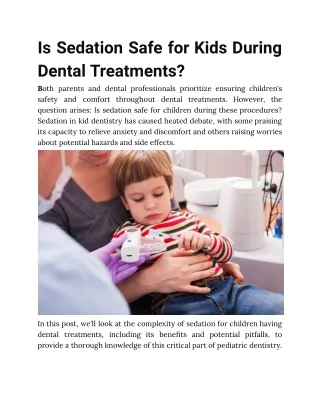 Is Sedation Safe for Kids During Dental Treatments