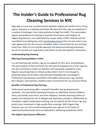 Guide to Professional Rug Cleaning Services in NYC