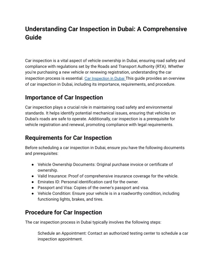 understanding car inspection in dubai