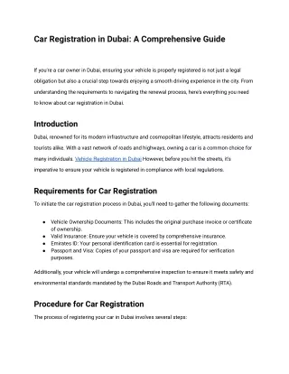 Vehicle Registration in Dubai