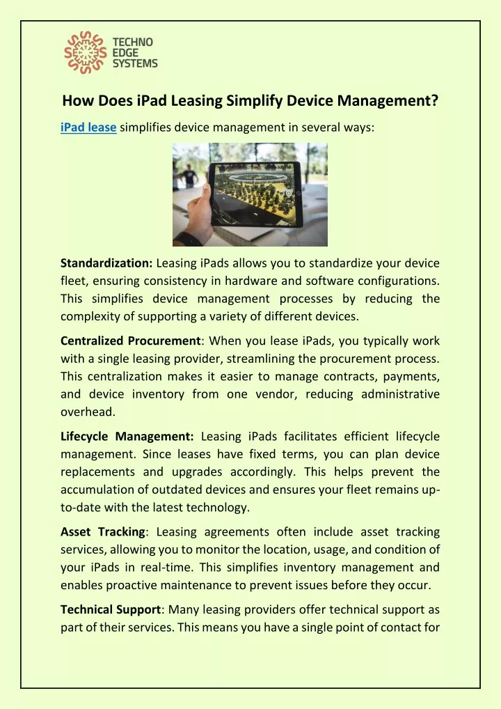 how does ipad leasing simplify device management