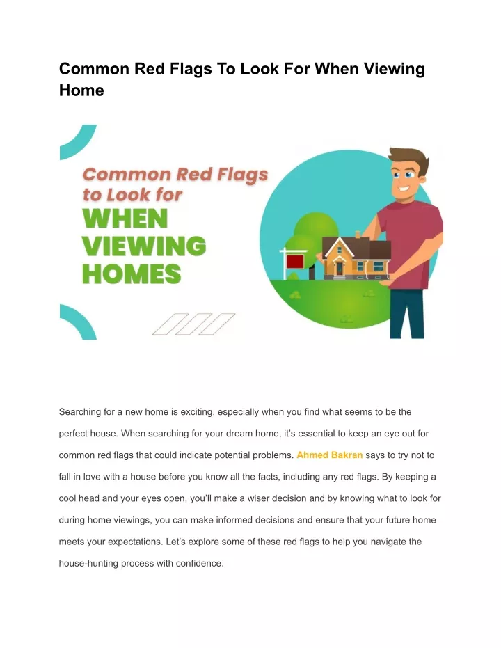 common red flags to look for when viewing home
