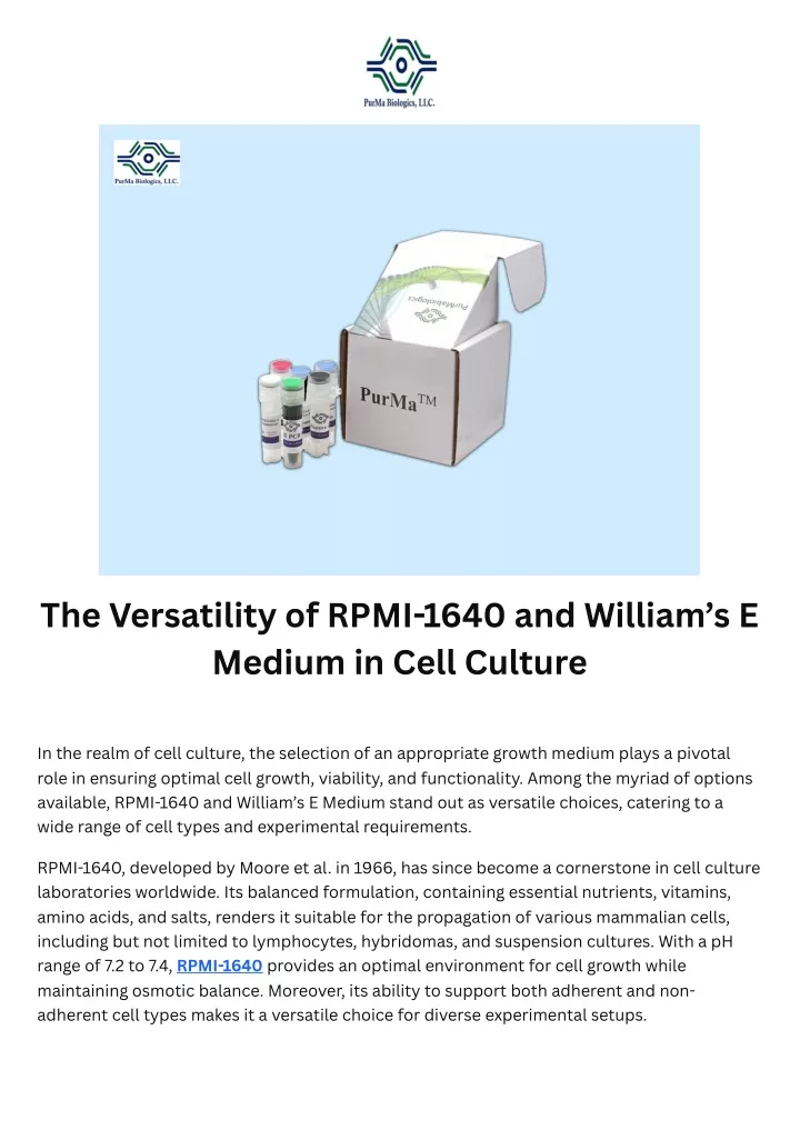 the versatility of rpmi 1640 and william