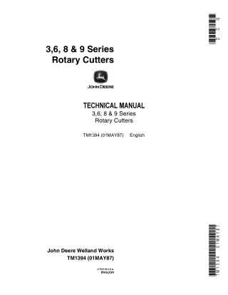 John Deere 3, 6, 8 and 9 Series Rotary Cutters Service Repair Manual Instant Download