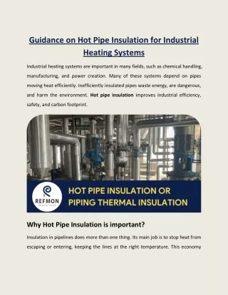 Guidance on hot pipe insulation for industrial heating systems