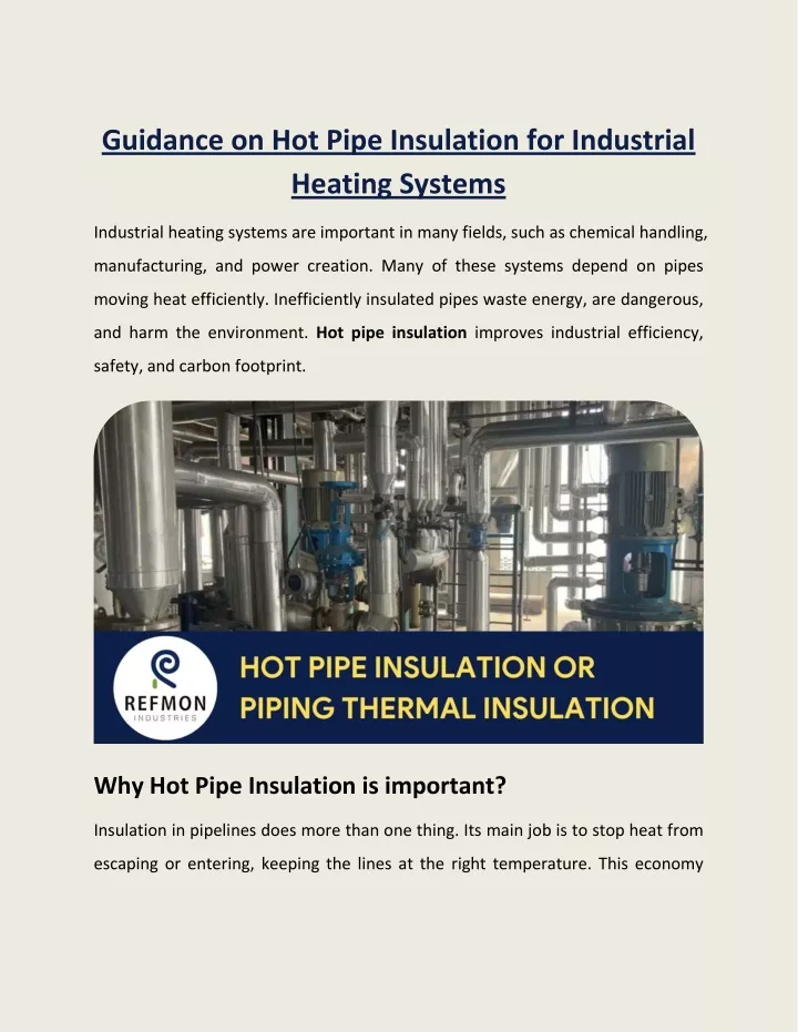 guidance on hot pipe insulation for industrial