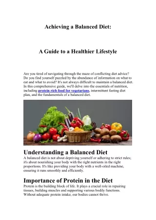 achieving a balanced diet