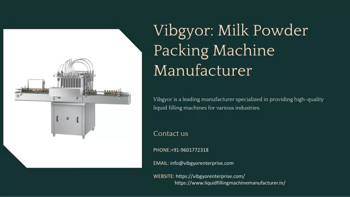vibgyor milk powder packing machine manufacturer