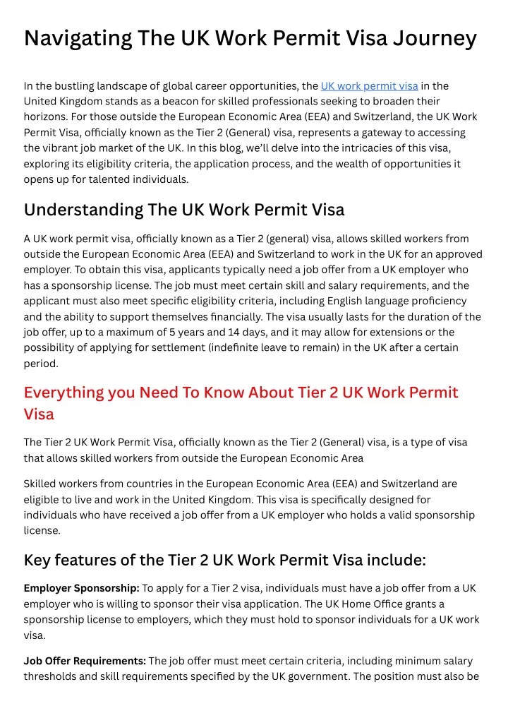navigating the uk work permit visa journey
