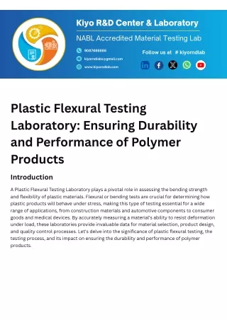 Plastic Flexural testing laboratory in Chennai, Plastic Flexural testing