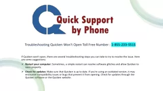 Fixed 1-855-233-5515 Support Quicken Won't Open