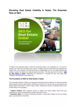 SEO for Real Estate in Dubai