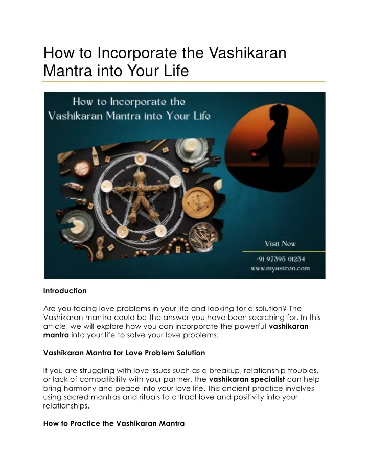 how to incorporate the vashikaran mantra into