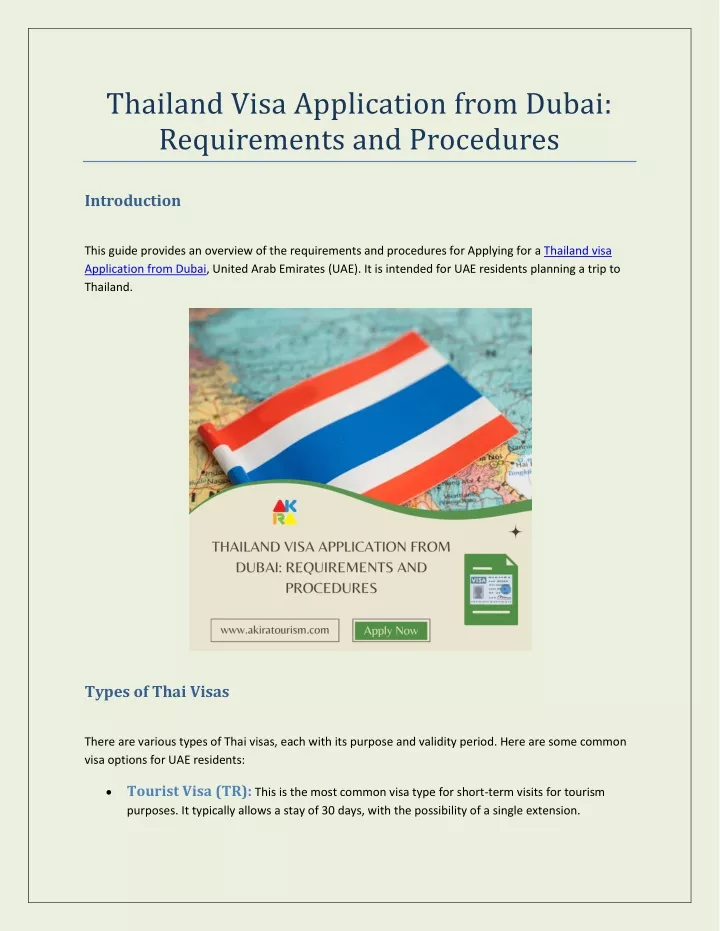 thailand visa application from dubai requirements