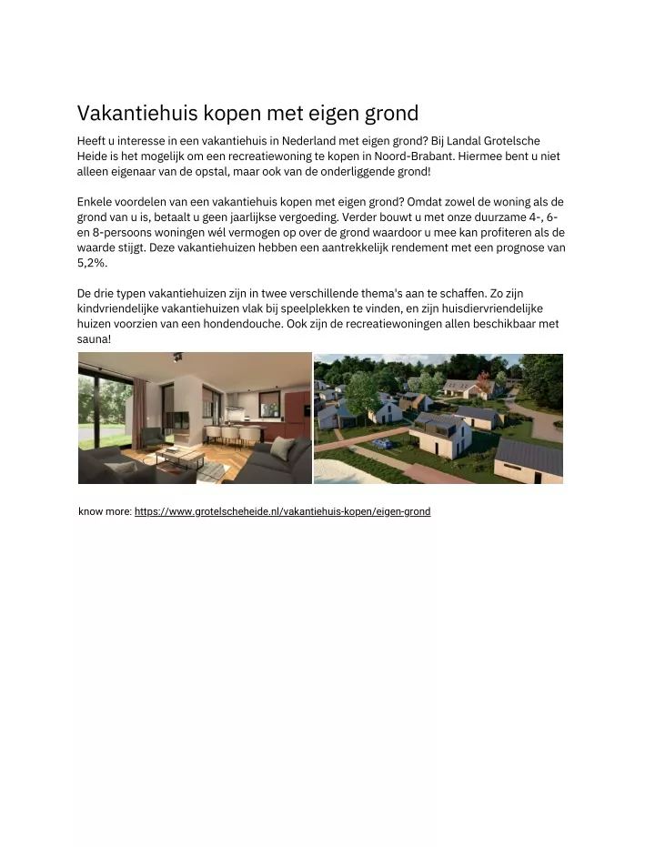 vakantiehuis kopen met eigen grond