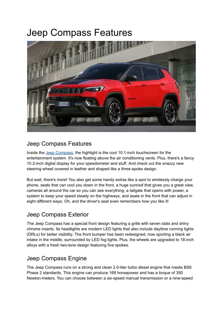 jeep compass features