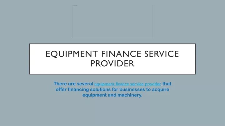 equipment finance service provider