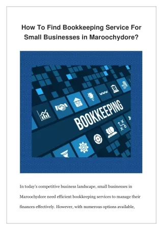 How To Find Bookkeeping Service For Small Businesses in Maroochydore?