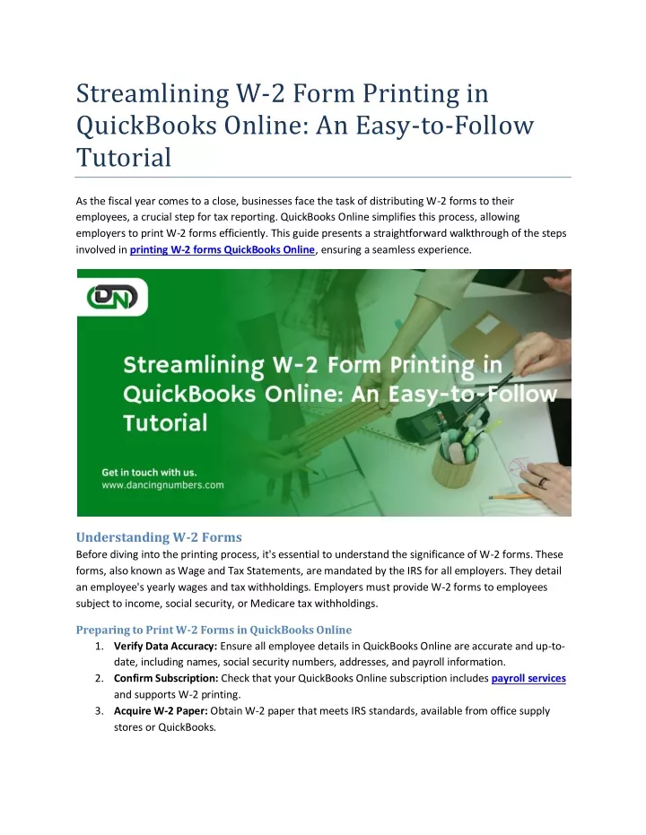 streamlining w 2 form printing in quickbooks
