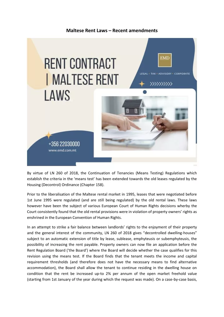 maltese rent laws recent amendments